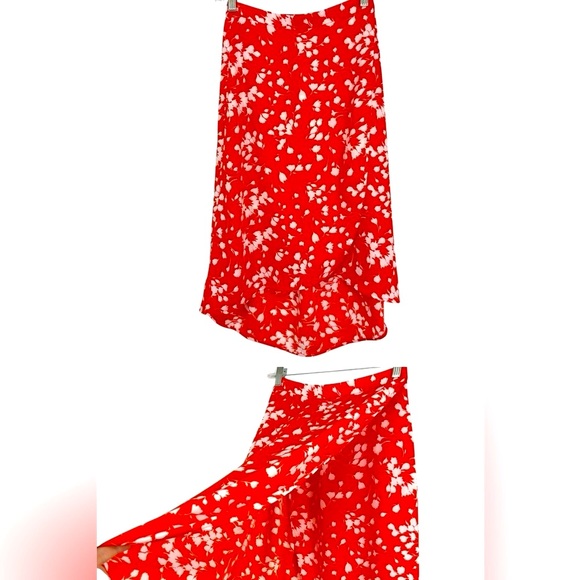 J. Crew brand new hi low asymmetrical midi skirt, red and white, Size XXS - Picture 7 of 8